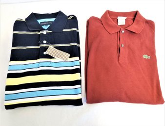 Men's Lacoste Long Sleeve And Siegfried Co. Short Sleeve Polo Shirts Size XL - Large