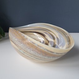 Made In Italy. Large Mariposa Freeform Alabaster Glass Bowl