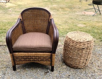 Pier One Wicker Chair Paired With Vintage Wicker Side Table