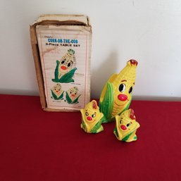 Vintage Japanese Table Set With Box - Corn With Eyes