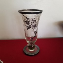 8.5' Dorothy Hope Sterling Overlay Glass Vase - Needs Polishing