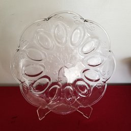 Beautiful Glass 12' Oyster Or Egg Serving Dish