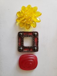 Three Vintage Brightly Colored Pins