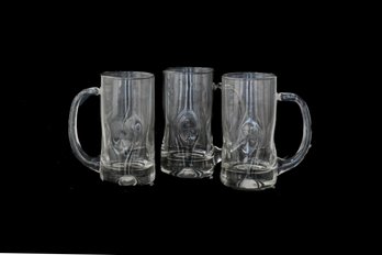 DIMPLED CRYSTAL BEER STEINS