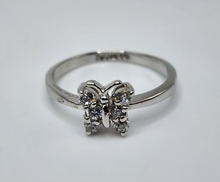Crystal Butterfly Ring In Sterling Silver