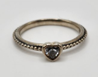 Vintage Sterling Silver Ring With CZ Heart