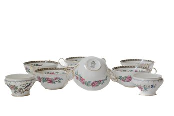 ANYNSLEY MADE IN ENGLAND 2 HANDLE SOUP DISH INDIAN TREE PATTERN  & PEMBROKE CONDIMENT BOWLS