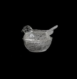 PRESSED GLASS ROBIN (COVER)  & NEST SOUP BOWLS