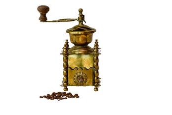 ANTIQUE SOLID BRASS COFFEE BEAN GRINDER