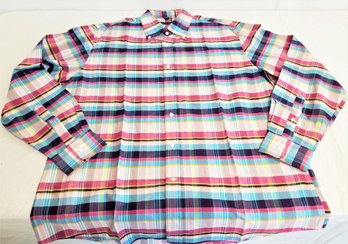 Men's Bergdorf Goodman Colorful Plaid Button Up Casual Oxford Shirt Size XL