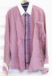 Men's English Laundry Red/white/blue Button Down With  Double Cuffs Shirt Size XL