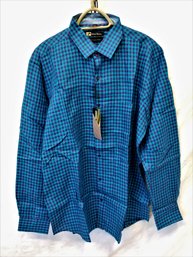 NEW Men's Linen Fiesta Casual Linen Gingham Button Down Size 44/17 3/8