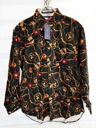 NEW  Vintage Tommy Hilfiger Gold Equestrian Corduroy Button Up Long Sleeve Shirt Size S/p