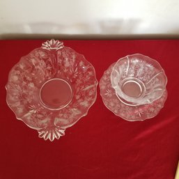 Fostoria Etched Mayonnaise Bowl With Underplate And Tray