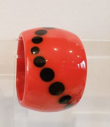 Iris Apfel Red Polka Dot Bangle Bakelite ? Bracelet, Very Heavy! Collector's Item!