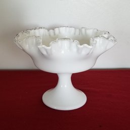 Fenton Silvercrest Fluted Compote Candy Dish 6.25 Tall