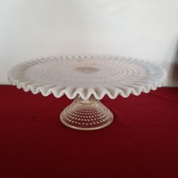 Antique Fenton Hobnail Ruffled 12' Cake Or Display Glass Plate