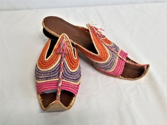 RARE Unique Handmade Moroccan Straw Sandals  Size 37/US 6.5