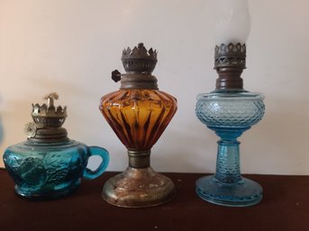Three Antique Oil Lamps
