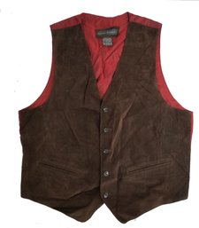 Men's Banana Republic Brown Leather Front Vest - Size Large