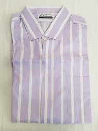 Lavender & White Striped Long Sleeve Shirt Exclusively For Hand Tailored For Rocks Custom Tailor