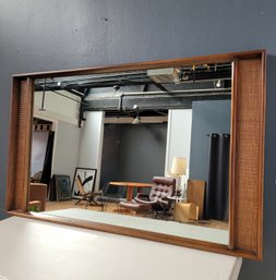 Large Mid Century Solid Walnut Wall Mirror