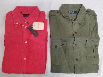 Men's Polo By Ralph Lauren & Orme In Portofino Solid Color Long Sleeve Shirts - Size Large