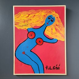 Huge Thomas Pulgini Abstract Nude Oil On Canvas