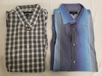 Men's Ted Baker & Perry Ellis Long Sleeve Shirts - Size Medium & Large