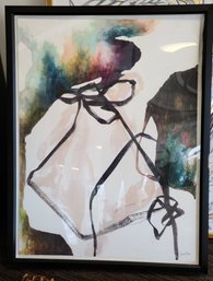 Large Framed Abstract By Well Known Artist Sara Brown Titled 'Dark Strings'