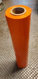 Huge Roll Of Unused Orange Industrial Grade Plastic Tube Bag ~ Approximately 100 FEET X 28 1/2'