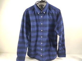 Vintage Tommy Hilfiger Flannel Shirt Black Blue Long Sleeve Size L