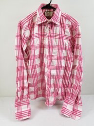 Vintage Thomas Pink Of London Pink Plaid Shirt Long Sleeve Slim Fit