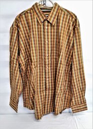 Men's Bugatchi Uomo Plaid Casual Long Sleeve Button Down Shirt Size XL