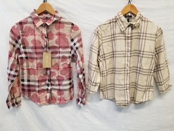 Girl's Burberry Brit & Burberry London Long Sleeve Plaid Shirts - Size Medium & 10