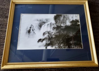 'Early Mists Flying Waterfall' Watercolor Signed From Taiwan