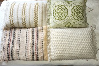 Large Mid-Century Wool Knit And Needlework Throw Pillows (4)