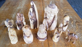 Group Of Ten Olive Wood Religious Carvings