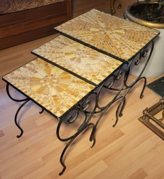 Wrought Iron / Mosaic Nesting Tables