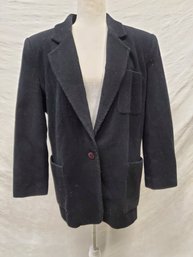 Vintage Lee David Wool Blend Black Short Coat Size 10