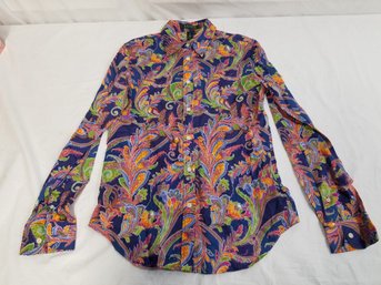 Lauren Ralph Lauren Colorful Paisley Shirt Long Sleeve  XS