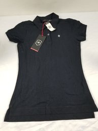 Victorinox Swiss Army Girls Black Polo Shirt Small Petite New