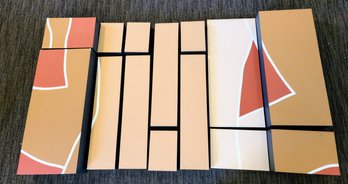 Midcentury Abstract Acrylic Painting From The Vladimir Kagan Gallery On Wood Boxes (14 Pieces)