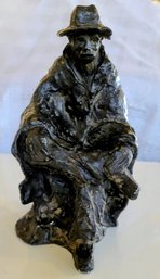 Reproduction Of Seated Man Figure By Santino Petronzio Cast Resin Sculpture