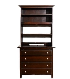 WINCHEDON FURNITURE CO. BLACK WALNUT FILE CREDENZA & MATCHING 3 SHELF HUTCH