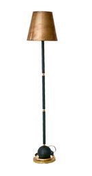 52' POLE FLOOR LAMP WITH FOREST GREEN POLE & BASE AND GOLD SHADE