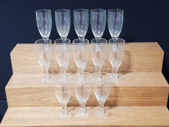 Set Of Thirteen Small Clear Crystal Stemware Glasses