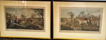 Two Vintage Prints  Of The Herring Foxhunting Scenes