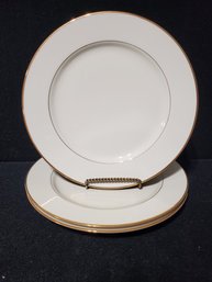 Three Royal Limited Golden Ivory Gold Rimmed Dinner Plates