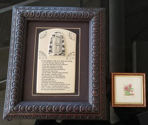 Framed Poem By KacClelland Numbered 41/150 Paired With Flower Watercolor Print 173/500 Signed Jan